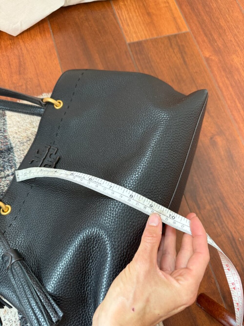 Tory Burch Black Pebbled Leather Shoulder Bag McGraw Triple Compartment Tote - Picture 7 of 8